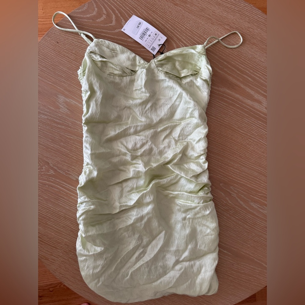 Zara Yellow Ruched Bodycon Mini Dress - Picture 3 of 4